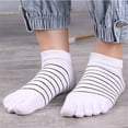 thumbnail image 4 of Yuanlong Women's Striped Socks Low Cut Five Toe Separate Socks Stylish Classic Breathable Sports Hosiery, 4 of 4