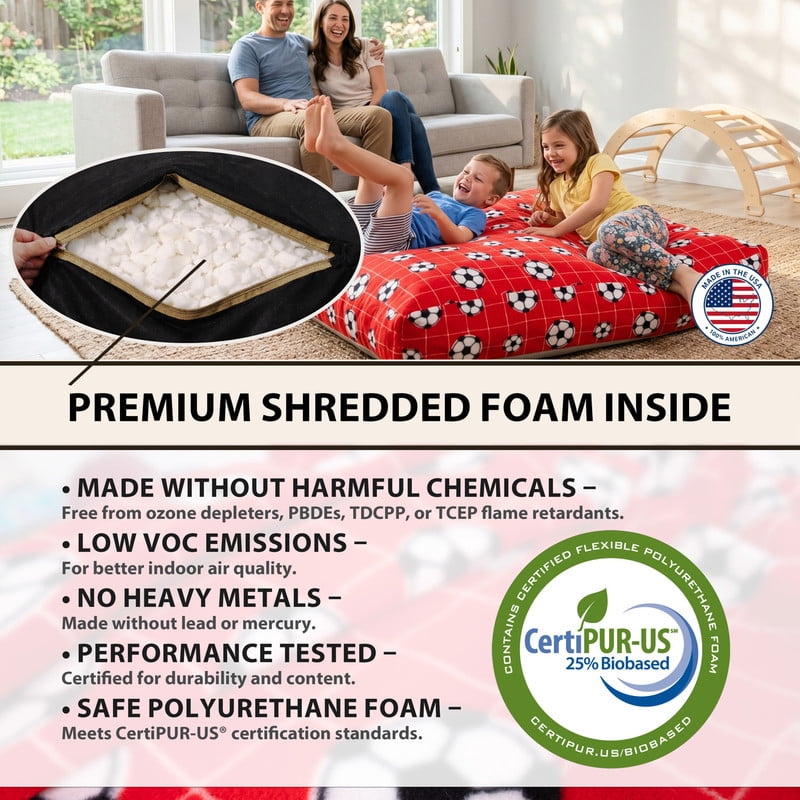 Sensory Crash Pad for Kids & Adults,Soft Landing Crash Mat with Foam Blocks,Removable and Washable Cover,Non-Slip Bottom for Jumping, Relaxing & Play,48" x 48"