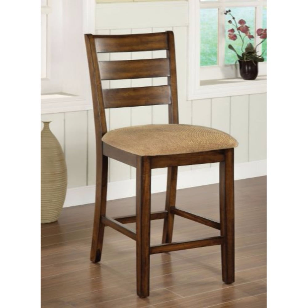 Transitional Counter Height Chair Set Of 2, Antique Oak
