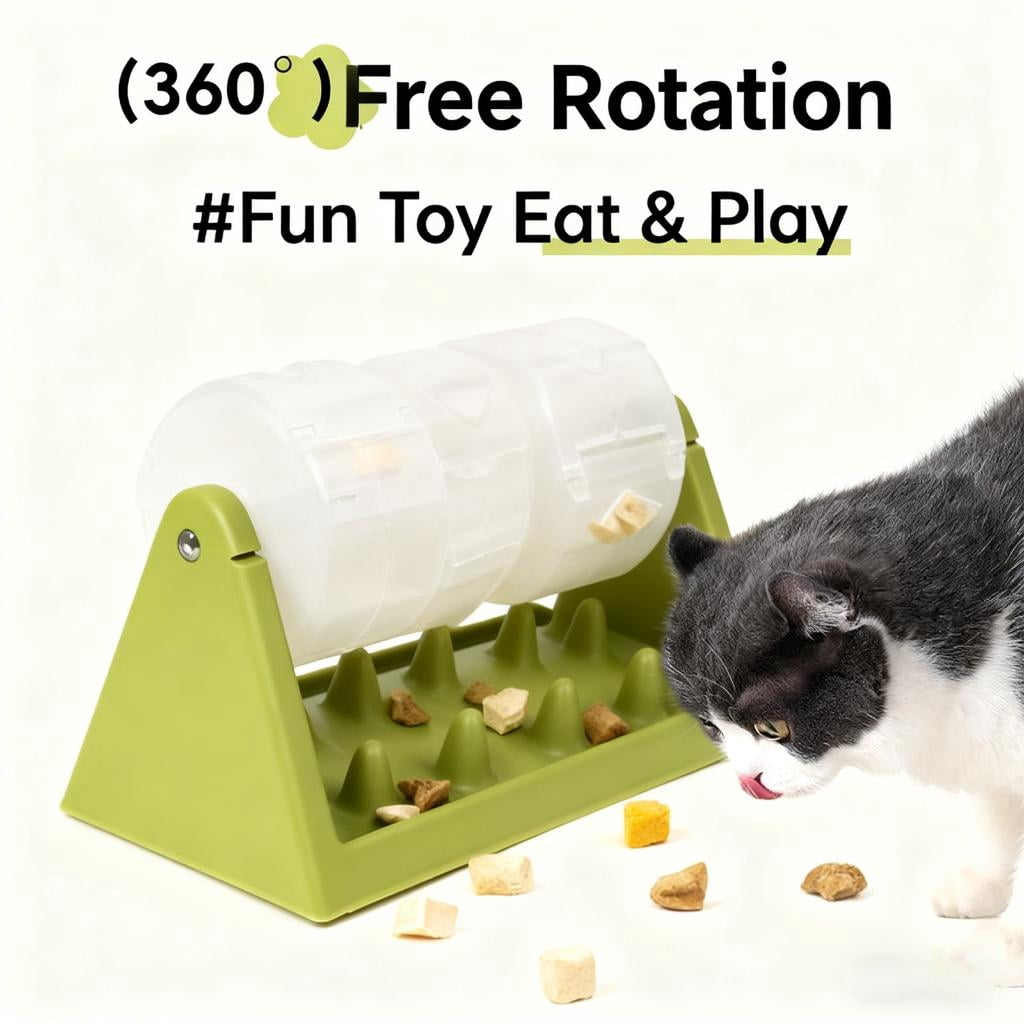 Rolling Treat Dispenser Dog Toy With Adjustable Food Opening NonSlip Base Interactive Feeding Game For Canine Enrichment