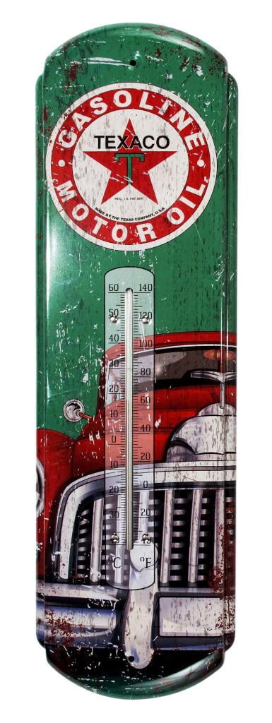 Vintage Texaco Gasoline and Motor Oil Metal Tin Thermometer 17 inch