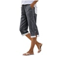 thumbnail image 7 of Noric Women's Cotton Striped Capri Pants Summer High Waisted Casual Cropped Trousers with Pockets, 7 of 7