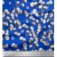 thumbnail image 1 of Soimoi Blue polyester Crepe Fabric Butterfly,Robin & Cotton Ball Floral Print Sewing Fabric Yard 52 Inch Wide, 1 of 1