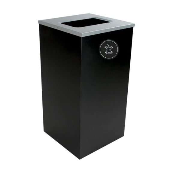 Sturdy Essentials Cube 24 Gallon Spectrum Powder Coated Steel Recylcing Bin Used for Commercial Spaces, Offices, Hotels, Apartments (Black, Full Opening - Organic Waste)