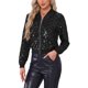 thumbnail image 4 of Chaqueta bomber recortada con cremallera de manga larga y cuello alto de lentejuelas para mujer INSPIRE CHIC en negro, 4 of 5