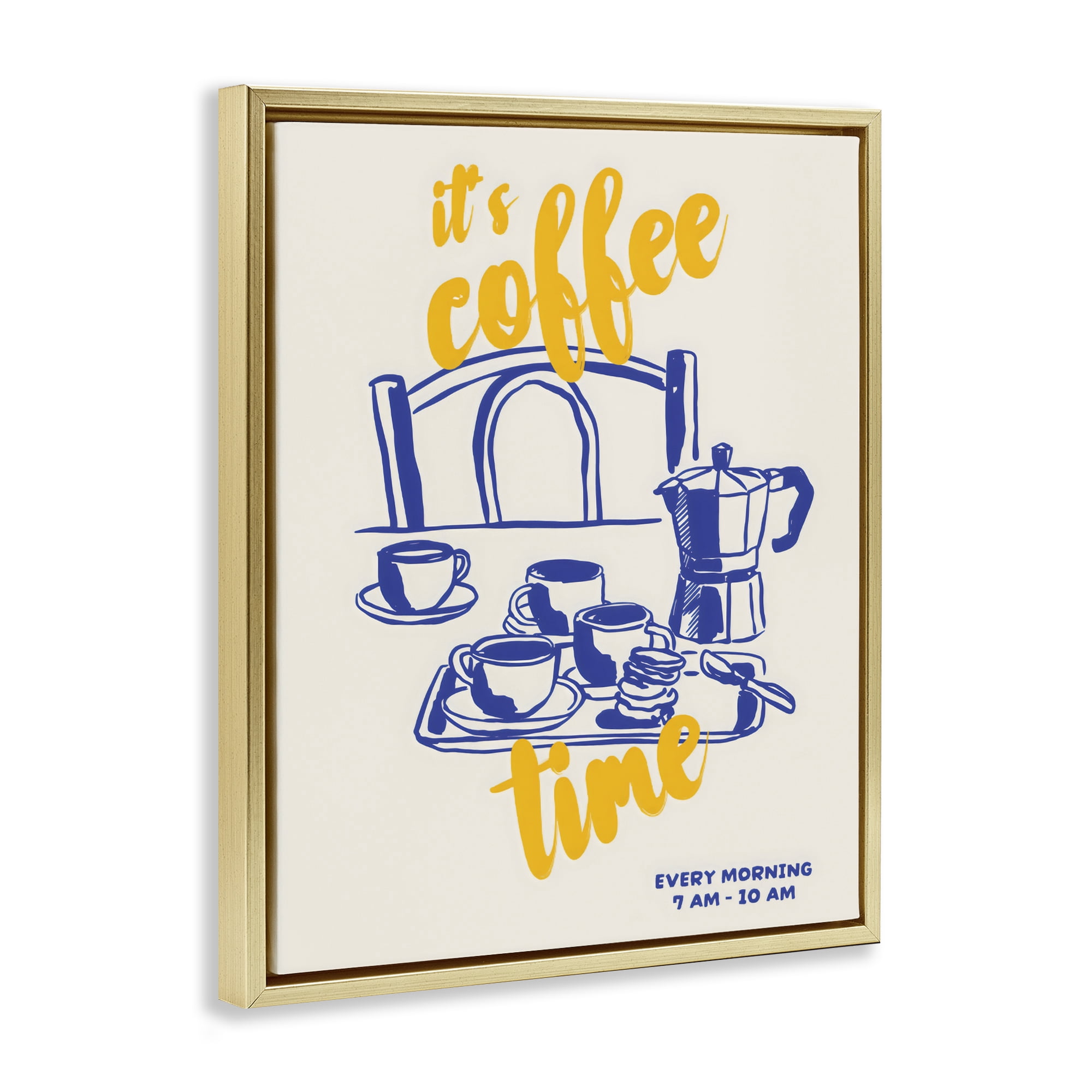 Stupell Industries It's Coffee Time Breakfast Ritual Gold Framed Floater Canvas Wall Art, design by The Prints Vibe