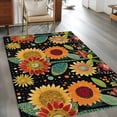 thumbnail image 2 of 2.7'x5' Area Rugs, Vintage Sunflower Indoor Outdoor Area Rug for Living Room Bedroom, Black Boho Ethnic Summer Botanical Washable Bathroom Rugs Kitchen Floor Carpet Mats Home Decor Aesthetic, 2 of 8