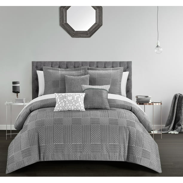 Geometric Comforter Set Queen Gray, Mackenna Paisley Duvet Cover 038 Shams