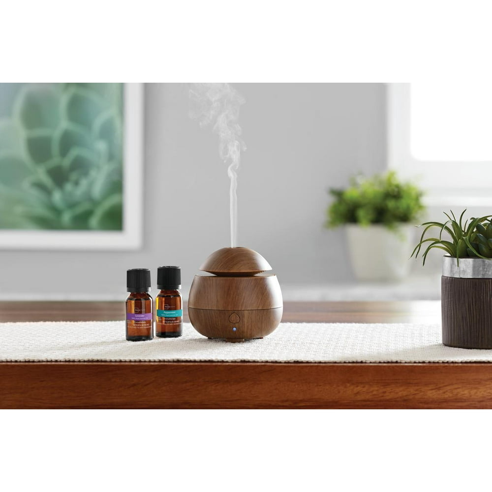 Mainstays 100 Pure Essential Oil 3 Piece 50 mL Diffuser Set, Woodgrain