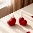 thumbnail image 5 of Red Heart-Shaped Ceramic Candle Holder - 3.15x2.76in Home Decor for Valentine's Day/Anniversary, Elegant Tabletop Candle Holder (1PC), 5 of 6
