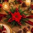 thumbnail image 7 of Bcylexb Christmas Star Poinsettia Wreaths for Window, 14.6“ Floral Curtain Tieback with Pine Needles Hanging Wreaths for Front Door Wall Home Party Decor, 7 of 7