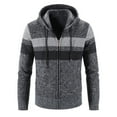 thumbnail image 1 of CEHVOM Autumn And Winter New Men's Color Matching Plus Velvet Plus Size Hooded Cardigan, 1 of 3