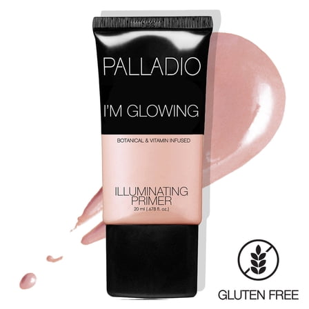"Palladio I'm Glowing Illuminating Primer, 0.67 oz, Pearly Pink Makeup Primer for Face, Contains Aloe Vera, Grape Seed Oil, Green Tea, Brightens Complexion, Combats Wrinkles, Fine Lines & Pores"