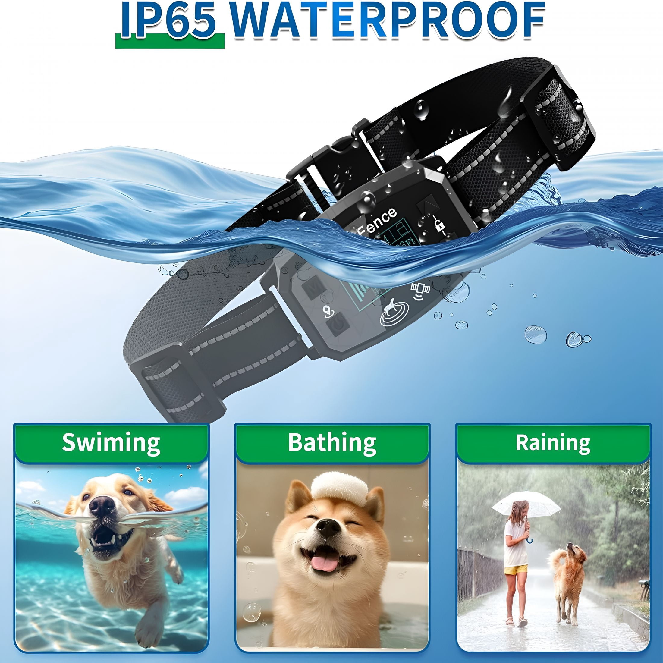 BESTSKY GPS Wireless Dog Fence, Range up to 6561 ft, Electric Collar with 3 Warning Modes, for Outdoor Use Waterproof Rechargeable Pet Containment System for Most Dogs (Black)