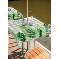 thumbnail image 2 of Outdoor Tablecloth with Umbrella Hole for Patio/Picnic/Party/Camping, Spring Leaves Waterproof Table Cloth Square Cover Washable, Pastoral Garden Botanical Gray Plaid (60"x 60"), 2 of 8