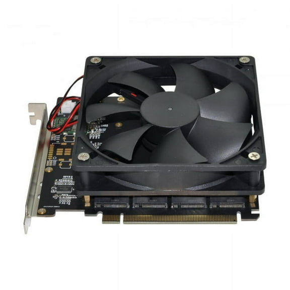 Chenyang CY 4X NVME M.2 AHCI to PCI-E Express 3.0 Gen3 X16 Raid Card with Fan VROC Raid0 Hyper Adapter Card