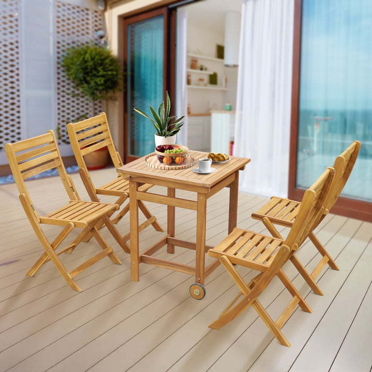 Tranquillo Anya Acacia Wood Folding Chairs Set of 2 – 400lbs