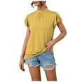 thumbnail image 2 of lmcalzta Plus Size Womens Tops T Shirts Ruffle Short Sleeve Mock Neck Tshirts Summer Causal Comfy Tee Blouses, 2 of 4