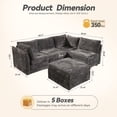 thumbnail image 3 of Toject 130" Modular Sectional Sofa Couch, Convertible U Shaped Minimalist Couches with Ottomans, Cloud Plush Corduroy 5 Seater Deep Couch Set for Living Room, Bedroom(Gray), 3 of 8