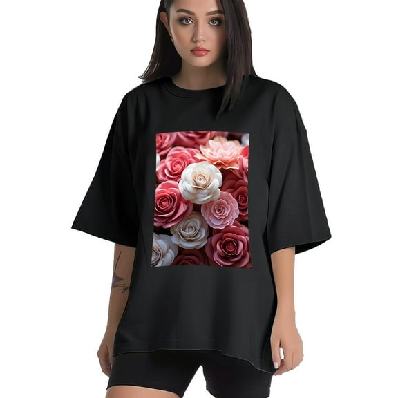 Plus Size Shirt for Women Black Tops for Women Short Sleeves Shirt for Women Valentine's Day (43) T Shirt Crewneck Shirt for Women XS