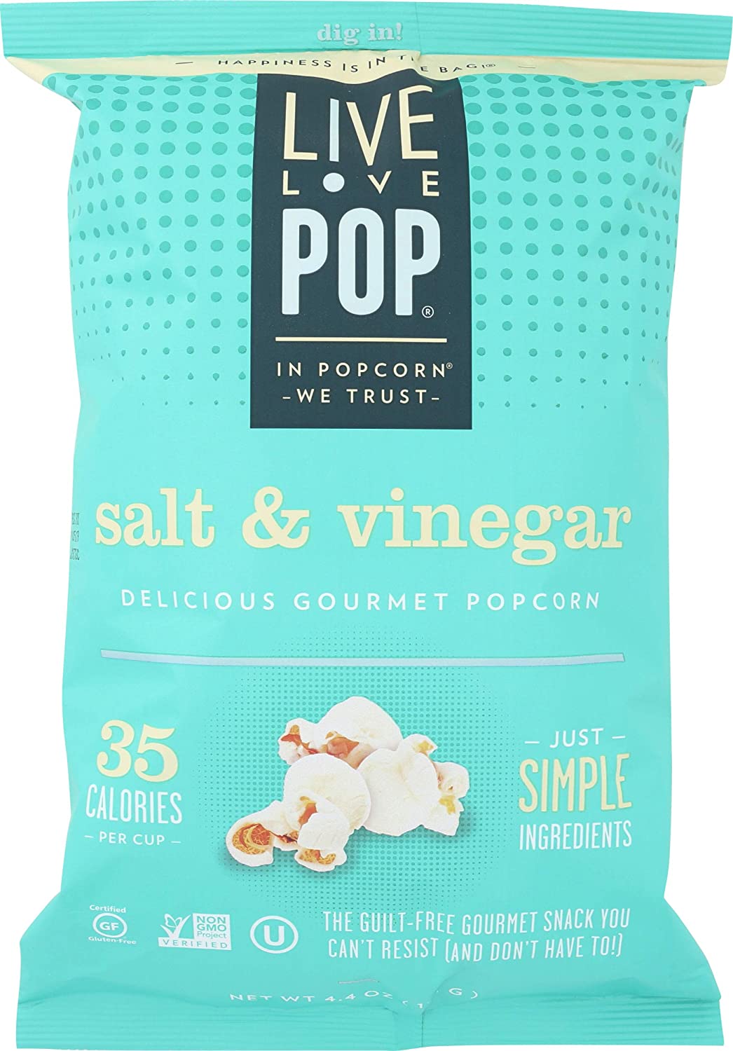 Live Love Pop Popcorn Salt & Vinegar 4.4 Pack of 2