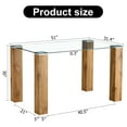 thumbnail image 7 of Modern Glass Coffee Table Accent Rectangular Tea Table with Glass Tabletop, Wood Legs Center Table, 7 of 7