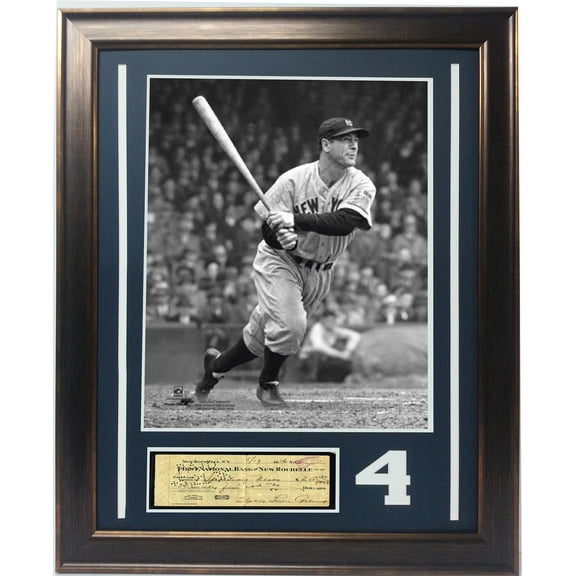 New York Baseball Lou Gehrig Replica Check 24x28 Custom Frame