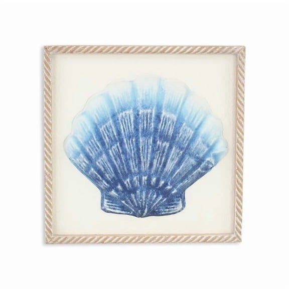 Coralia Blue Sea Shell Metal Relief Wall Art