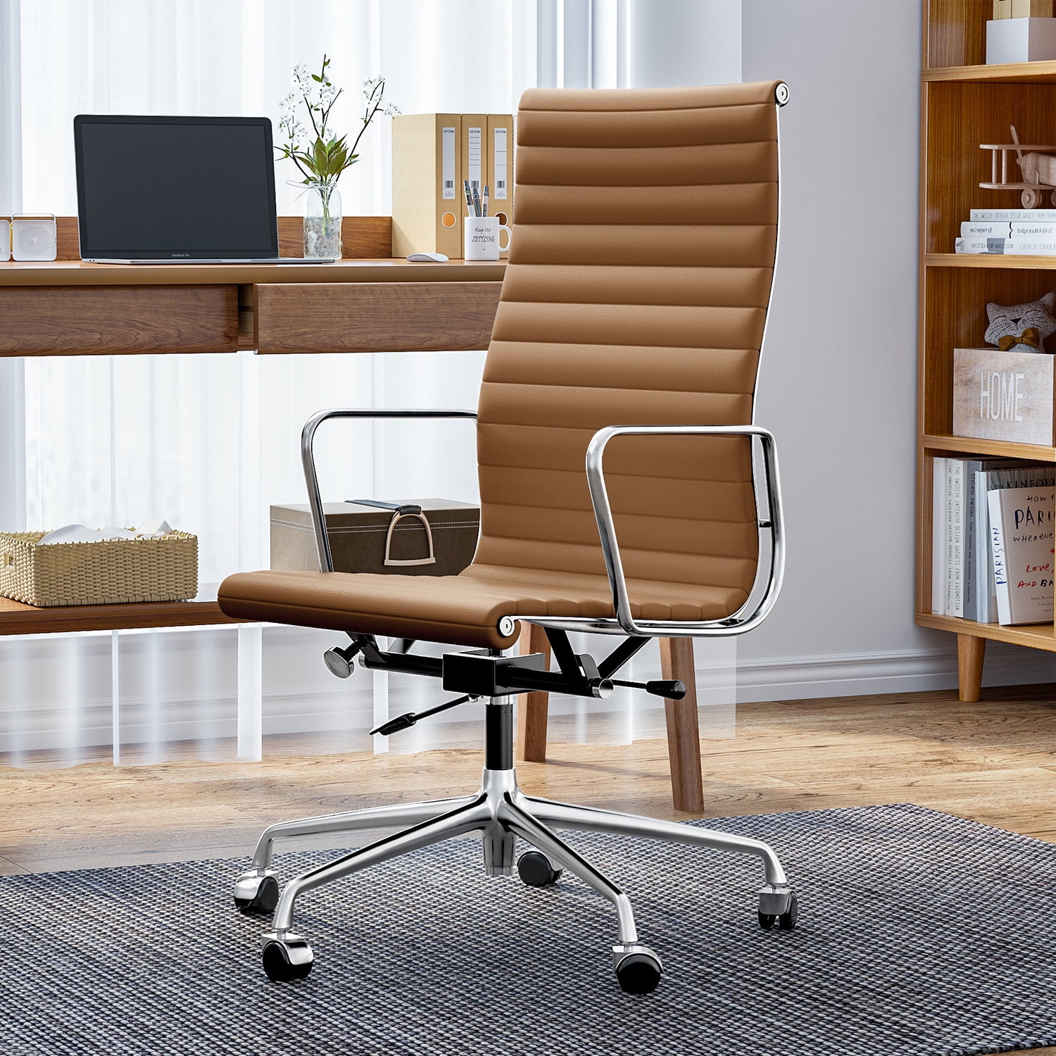 ribbed office chair genuine leather product