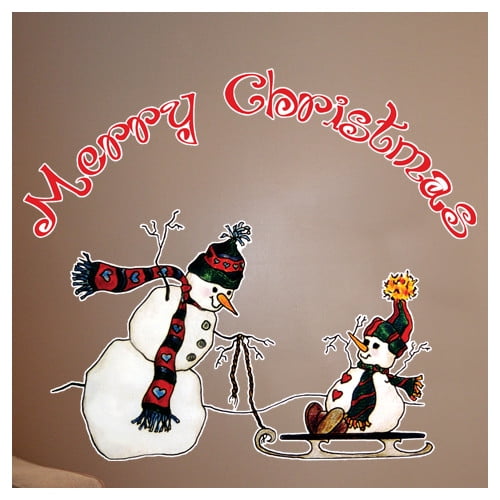 Wallhogs Schmeltzer Snowmen Sledding Cutout Wall Decal Walmart Com Walmart Com