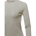 thumbnail image 4 of A2Y Women's Fitted Viscose Crew Neck Long Sleeve Metal Button Detail Sweater Heather Taupe M, 4 of 6