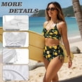 thumbnail image 5 of Garronmavis Women's Bikini Sets Lemon Print Twist Front 2 Piece Tummy Control Swimsuits Side Tie Halter Bathing Suit Trendy Summer Swimwear, 5 of 6