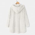 thumbnail image 5 of Women's Loose Button Plush Hooded Solid Color Long-Sleeved Mid-Length Coat for Fall and Winter, Comfort Fit, Winter Clothes for Women,White,L, 5 of 5