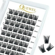 QUEWEL Cluster Lashes 72 Pcs Wide Stem Individual Lashes C/D Curl 8-16mm Length DIY Eyelash Extension False Eyelashes Soft for Personal Makeup Use at Home (honey01-D-12)