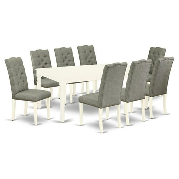 Pemberly Row 9-piece Wood Dining Table Set in Linen White