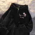 thumbnail image 3 of Suéter con capucha y estampado de Hello Kitty de nuevo diseño para otoño e invierno, chaqueta tipo cárdigan con cremallera suelta y gruesa con forro polar para mujer, 3 of 4