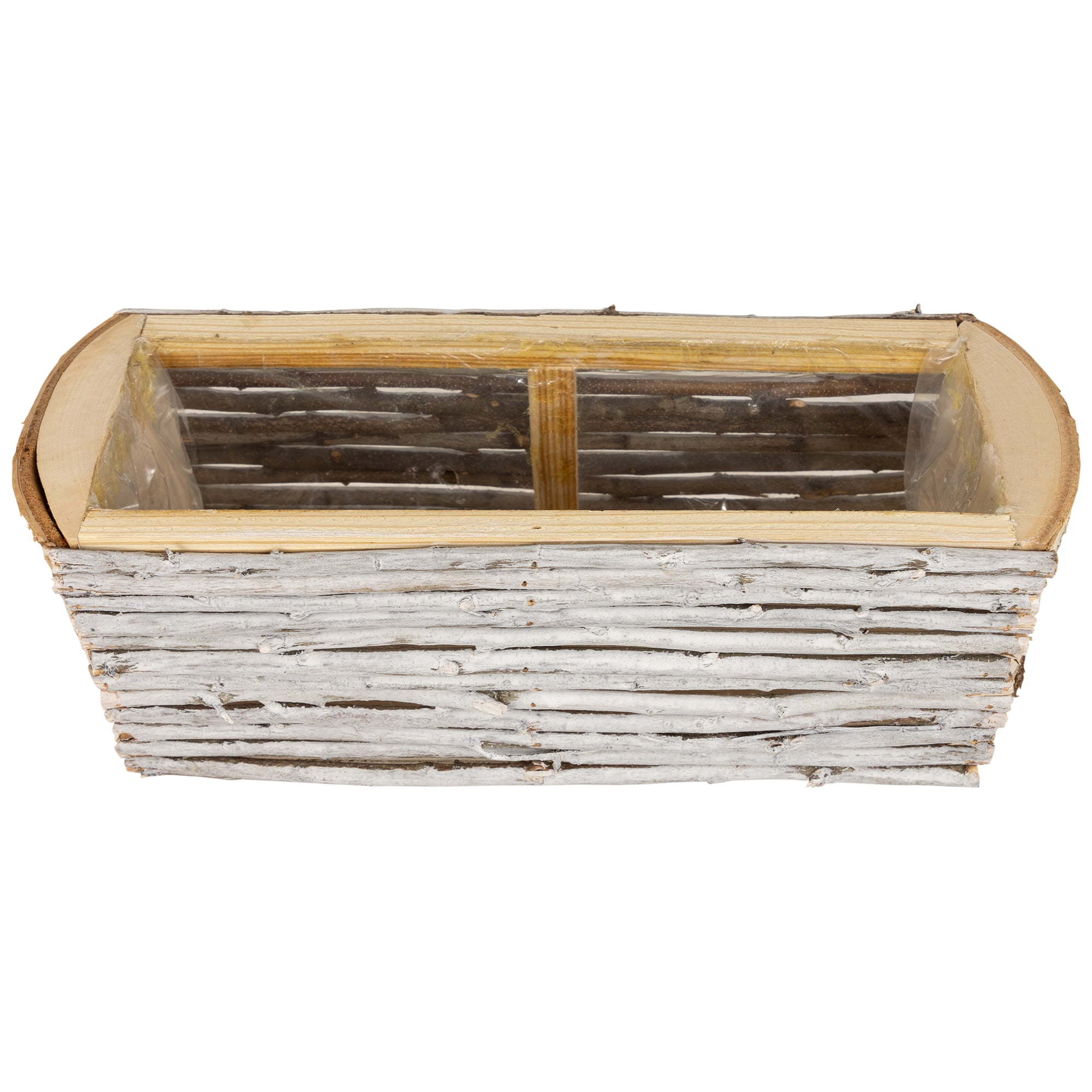 Northlight Wooden Log and Twig Flower Box Planters - 11.75" - Set of 2