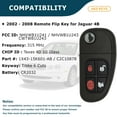 thumbnail image 2 of AKS KEYS New Replacement for Jaguar 2000 - 2009 Flip Key Keyless Remote FCC# NHVWB1U241, 2 of 5