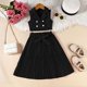thumbnail image 2 of Vestido de Verano de Manga Corta para Niñas Color Sólido Blusa de Cuello Redondo Y Pantalones Cortos Set, Suave Transpirable Poliéster Vestido Casual para Niños de Uso Diario, 2 of 6