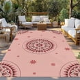 thumbnail image 2 of Pink Floral Outdoor Rug for Patio/Deck/Porch, Non-Slip Large Area Rug 3 x 5 Ft, Circular Flowers Ethnic Abstract Aesthetic Indoor Outdoor Rugs Washable Area Rugs, Reversible Camping Rug Carpet Runner, 2 of 8