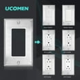 thumbnail image 3 of UCOMEN Decorator Silver Metal Wall Plate, 1-Gang for Outlets, 5 Pack, 4.57” x 2.8”, 3 of 7