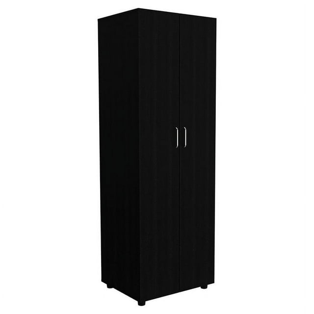 Atlin Designs Modern Wood Armoire with One Cabinet & 2 Shelves in Black
