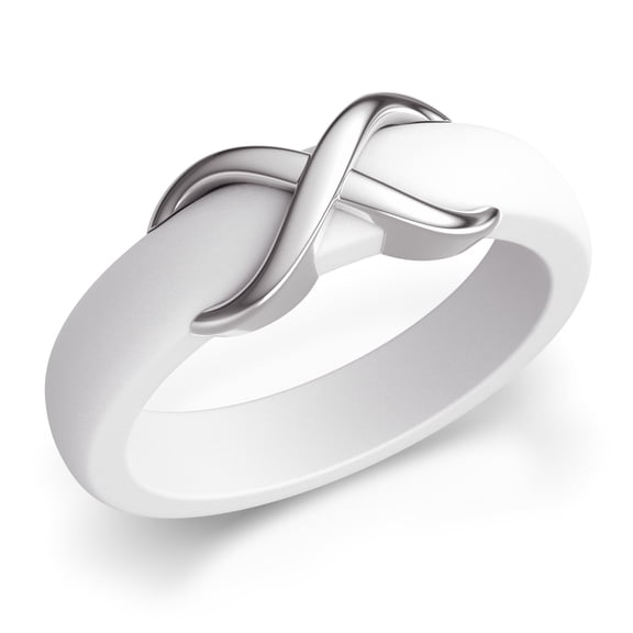 ThunderFit Silicone Rings Wedding Bands for Women with Infinity Accent, 6.7mm Wide, 3.4mm Thick, Women's Rubber Engagement Bands, Variety Multipack 1-3
