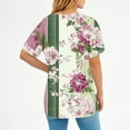 thumbnail image 6 of Aobny Women's Plus Vacation Tops Floral Purple Cooling T-Shirt Elbow-Length V-Neck Womens Tshirts, 6 of 8