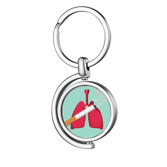 Logo cigarrillo daña el pulmón Rotating keychain Metal Keyring Holder