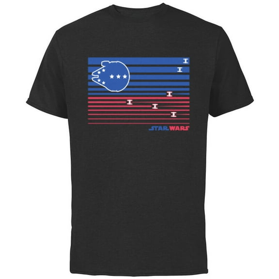Star Wars Millennium Falcon Stars and Stripes American Flag - Short Sleeve Cotton T-Shirt for Adults - Customized-Black