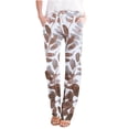 thumbnail image 1 of Mefallenssiah Mode Femmes Pantalon Décontracté Imprimé Floral Élastique Ample Jambe Large Droite, 1 of 4