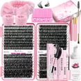 thumbnail image 1 of Kit de extensiones de pestañas DNSGOOR DIY, 720 unidades, pestañas rizadas de 10 a 18 mm en D, 1 of 9