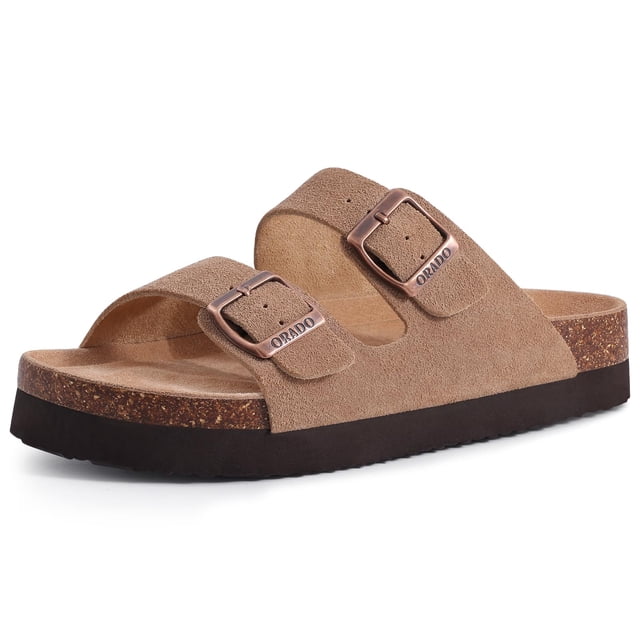 Sandalias ORADO Platform Suede para mujer, plantilla de corcho 36, color albaricoque