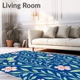 thumbnail image 2 of ODIKA 4'x6' Machine Washable Non-Slip Area Rug, Botanical Hummingbird Artistic Vintage Tapestry High Traffic Rug with Pad, Blue, 477882, 2 of 8